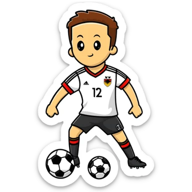 Cartoon German soccer player with jersey sticker