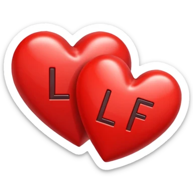 The letters l and f in a heart sticker