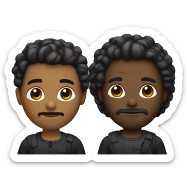 Un hombre con el pelo negro y una pulule negro  sticker