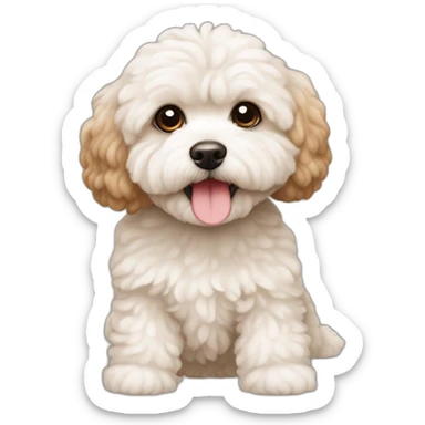 white and milky brown maltipoo sticker