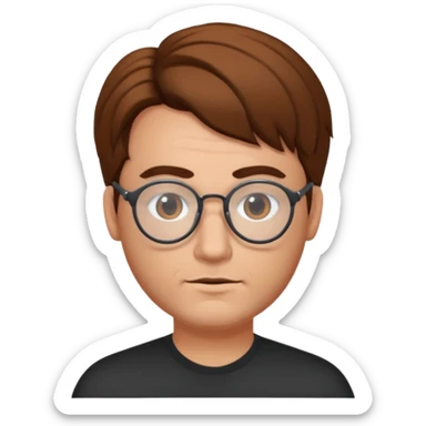 homme avec une middle part cheveux brun lunette sticker