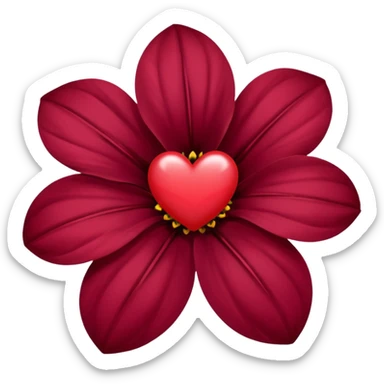 Maroon flower with heart sticker