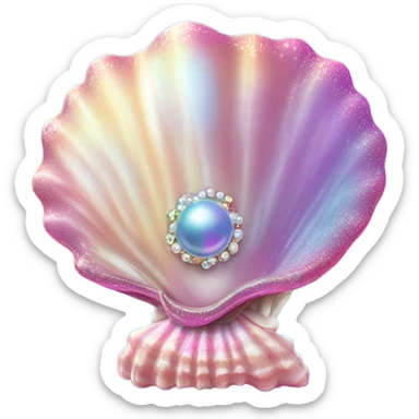 Lisa Frank sparkle sea shell with pearl ￼ sticker