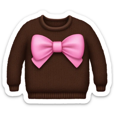 Dark brown sweater with a pink bow in the middle sticker