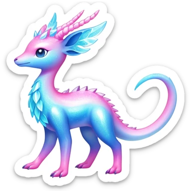 Shiny Exotic Colorful Ethereal Sparkly Amaura-Aurorus-Fakémon-hybrid-creature (full body)  sticker