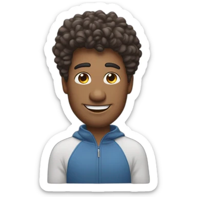 un homme avec cheveux bouclé qui porte un AirPods sticker