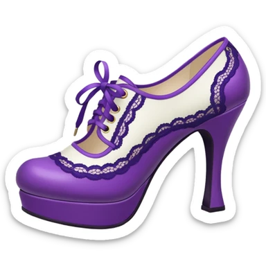 Lolita shoes, white and purple sticker
