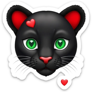Panther with green eyes and hearts around him sticker