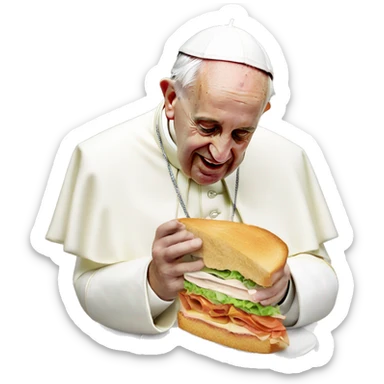 The pope eating a sandwich  sticker
