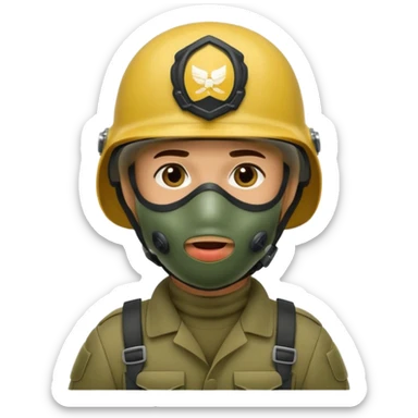 soldier with mouth masks sticker