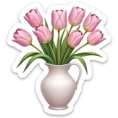 Light pink tulips in white vase sticker