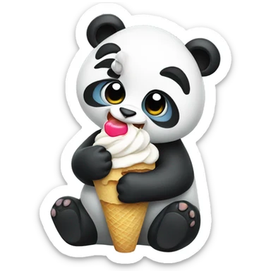 Panda eating ice cream sticker