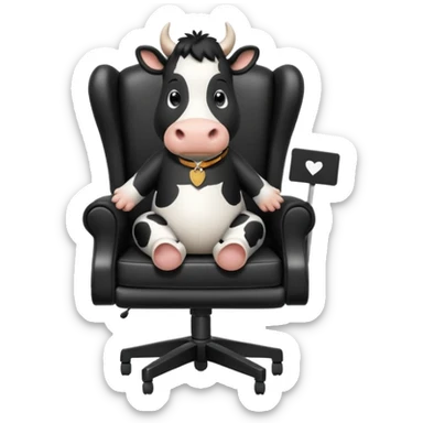 friesan cow sitting in a director's chair sticker
