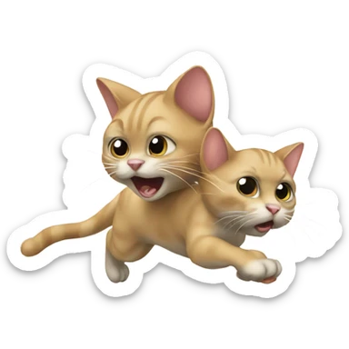 Cat chasing mouse  sticker