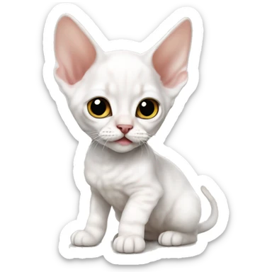 White Devon rex kitten sticker