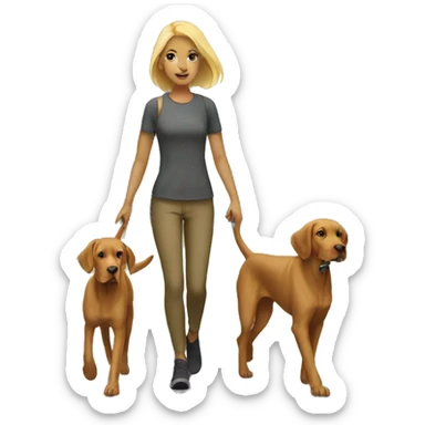  Blonde girl walking two vizslas sticker