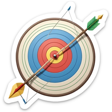 A close-up of a bowstring pulled taut with an arrow aimed at a target. The target's concentric rings are visible in the background, highlighting the focus and precision required for archery. The scene captures the grace and concentration of the sport. sticker