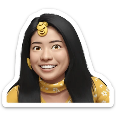 smiling girl with long hair sticker