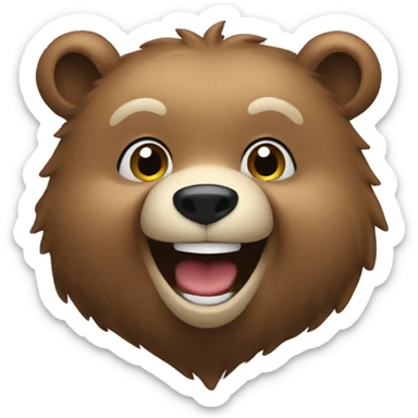 Bear smiling wearing a go l d sticker