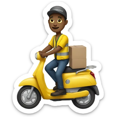 delivery driver with yellow clothes，white skin sticker