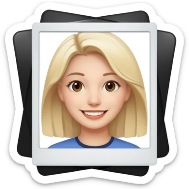 Few White Polaroid frame with female face sticker