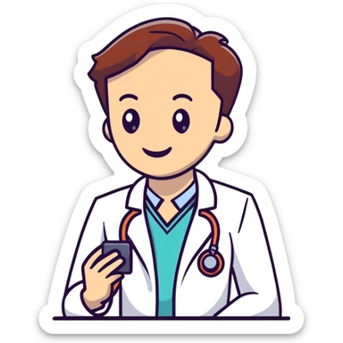 friendly doctor on a telemedicine video call with patient sticker