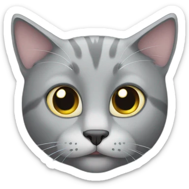 gray cat with slanting eyes sticker