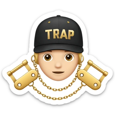 logo for 'Trap Capos' with urban letters, modern style, details of cap and chains sticker