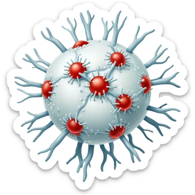 Immune system with white blood cells fighting virus sticker