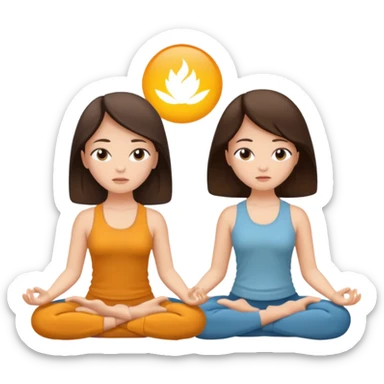 two brunetts meditating and breathing sticker