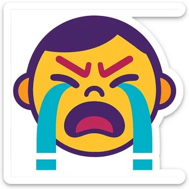 crying face, vibrant toon style sticker