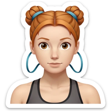 Ginger gym girl low bun brown athleisure resistance bands workout sticker