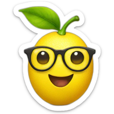 Happy Lemon with nerd glasses sticker