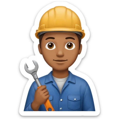 Mechanic + wrench + oil stain sticker