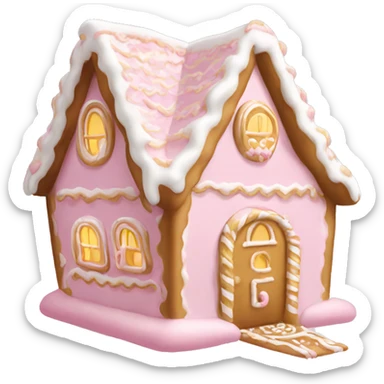 light pink and gold and white gingerbread house sticker
