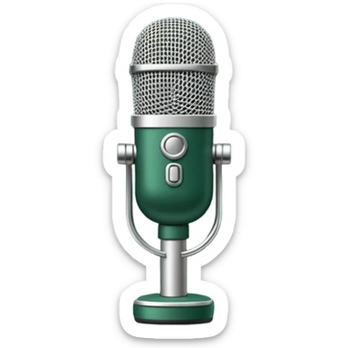 microphone dark green with white details, concise design sticker