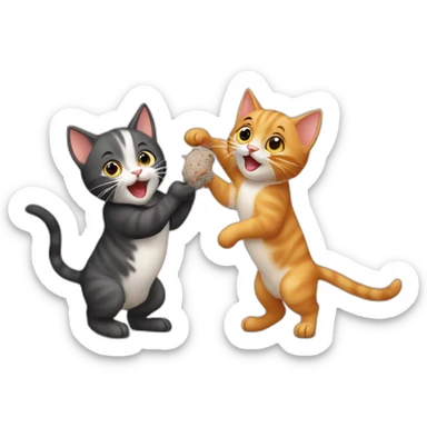 two kittens catch a mouse sticker