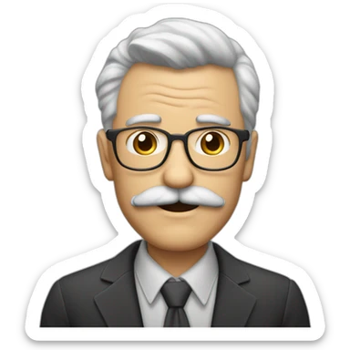 Hombre 65años calvo bigote bat a y gafad sticker