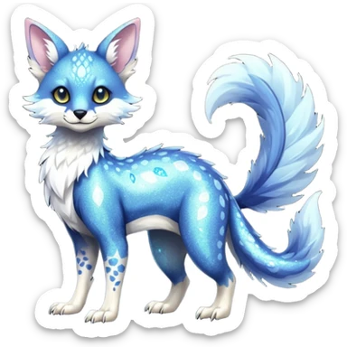 Feral Rare Fantasy cool handsome badass  sparkly shiny Vernid-Trico-species by LiLaiRa, random markings, tufted tail, tufted ears, full body sticker