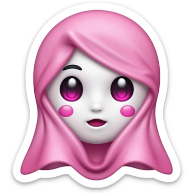 fantasma cute con lazo rosa sticker