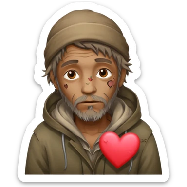 Homeless man with Valentine’s Day decor smelly and ugly  sticker
