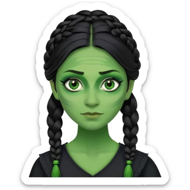 wicked elphaba cynthia  one_sided braid black hair  sticker