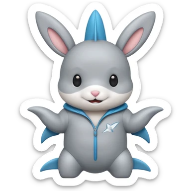 Bunny rabbit in a shark suit sticker