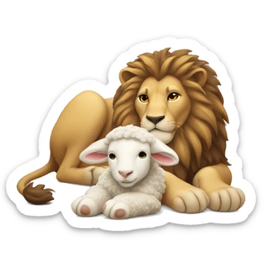 lion and lamb laying down sticker