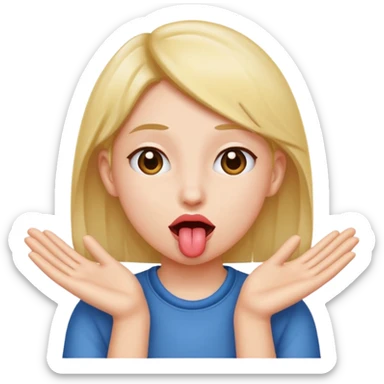 face with tongue out and hands to side of face sticker
