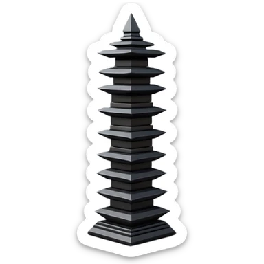 Minimal emoji, avant-garde gothic fashion totem made of stacked black metal elements, “FORTUNA” engraved vertically, editorial runway object aesthetic, heavy sculptural design, no glow, no neon, flat emoji style, centered, transparent background sticker