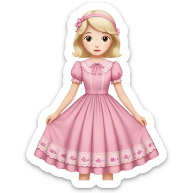 Cottagecore style ultra cute vintage material pink dress sticker