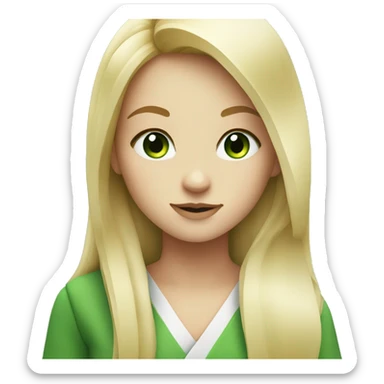Blonde Long hair girl green eyes eating sushi sticker