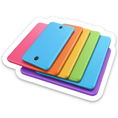 A few 3D cartoon tablets arranged in a neat line, soft shadow below, minimal white background, smooth texture, Memoji-style rendering. sticker