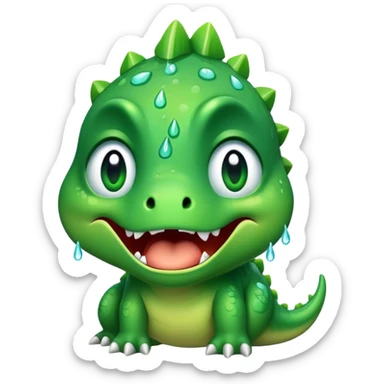 Crying dinosaur with tears sticker
